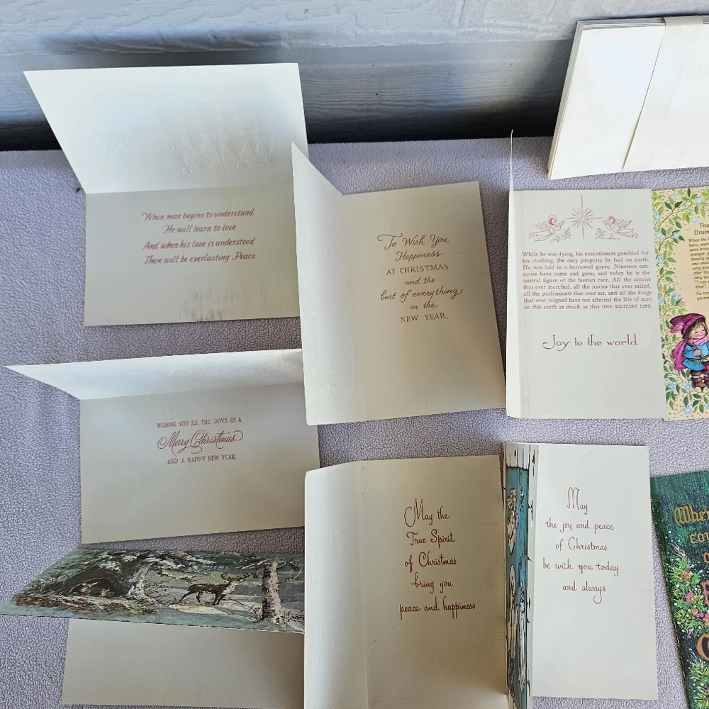 Famous Artists Studios VTG Christmas Card Set of 17 Holiday Religious Church